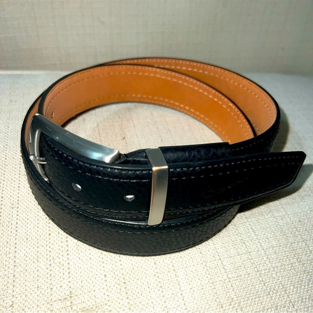 Nike Double Stitched Black Faux Leather Belt Size 36